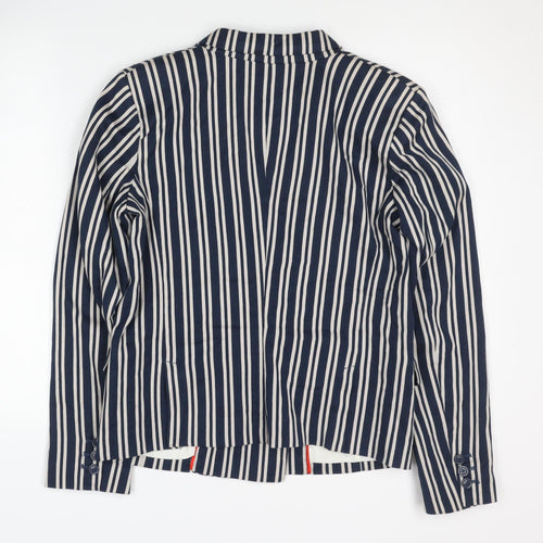Jackpot Women's Blue Striped Blazer, Size 8, Double-Breasted