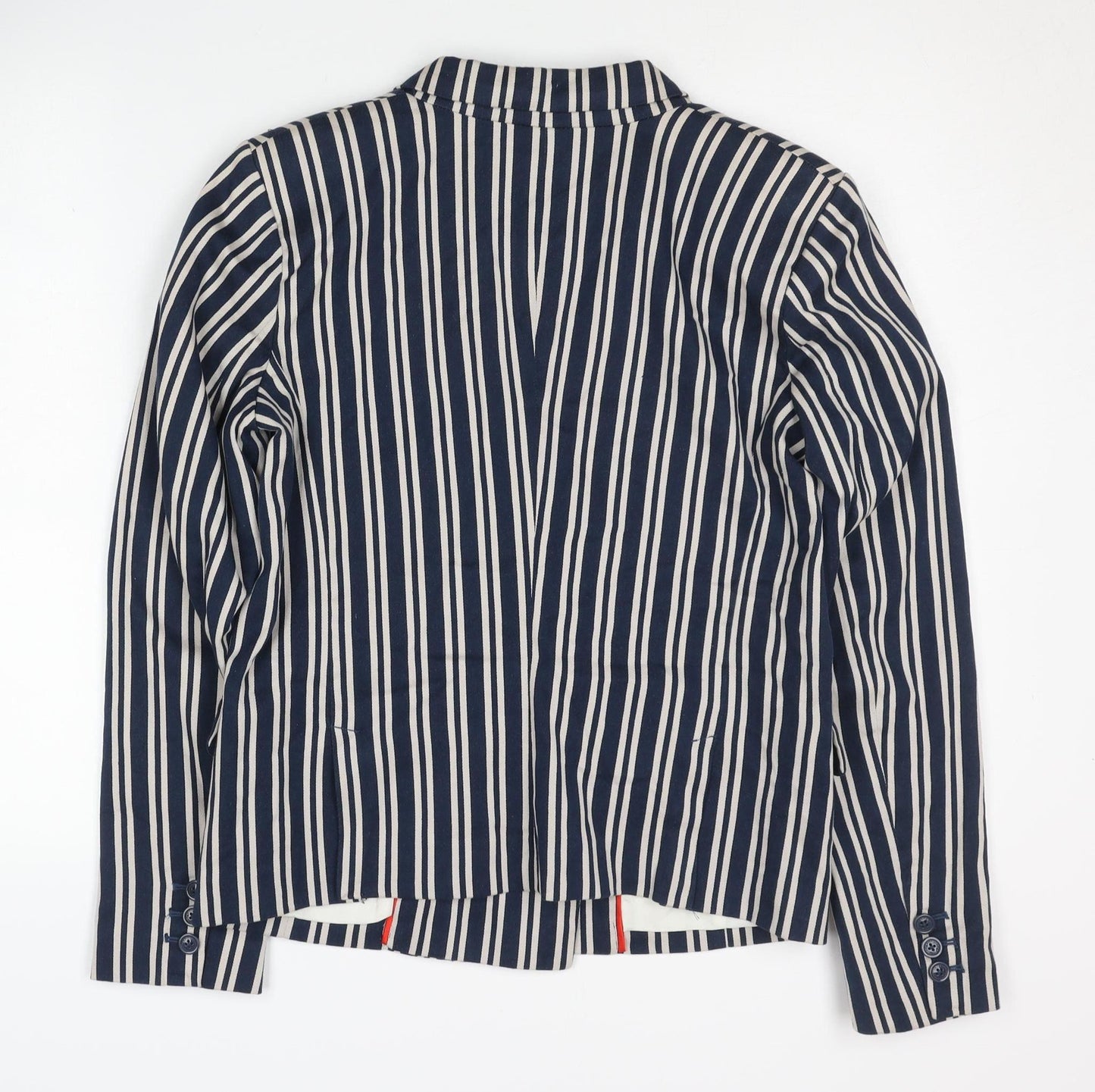 Jackpot Women's Blue Striped Blazer, Size 8, Double-Breasted