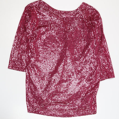 ASOS DESIGN Women's Pink Sequin V-Neck Dress Size 8 Party