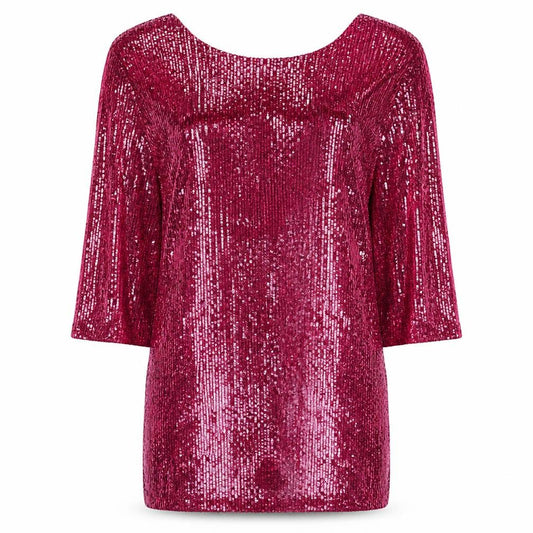 Front view of ASOS DESIGN Women's Pink Sequin V-Neck Dress, size 8, Party
