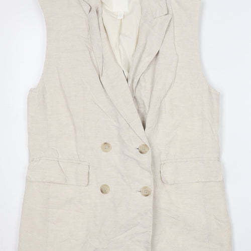 H&M Women's Beige Double-Breasted Waistcoat S