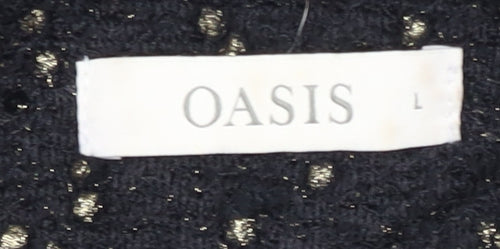Oasis Women's Black Sequin Dress - Size L