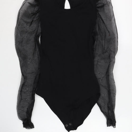 Stradivarius Black Sheer Sleeve Bodysuit Women S