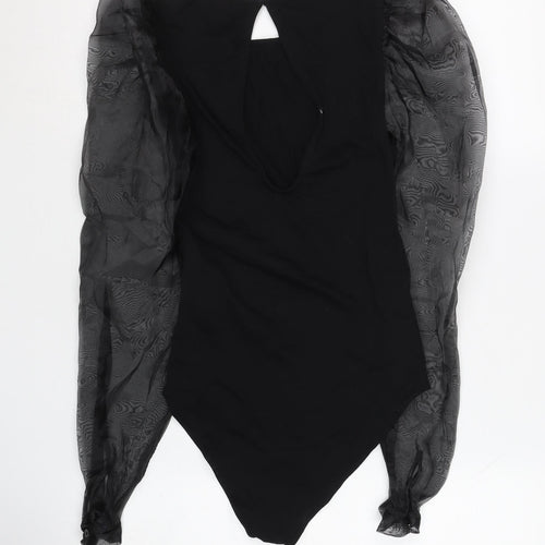Stradivarius Black Sheer Sleeve Bodysuit Women S
