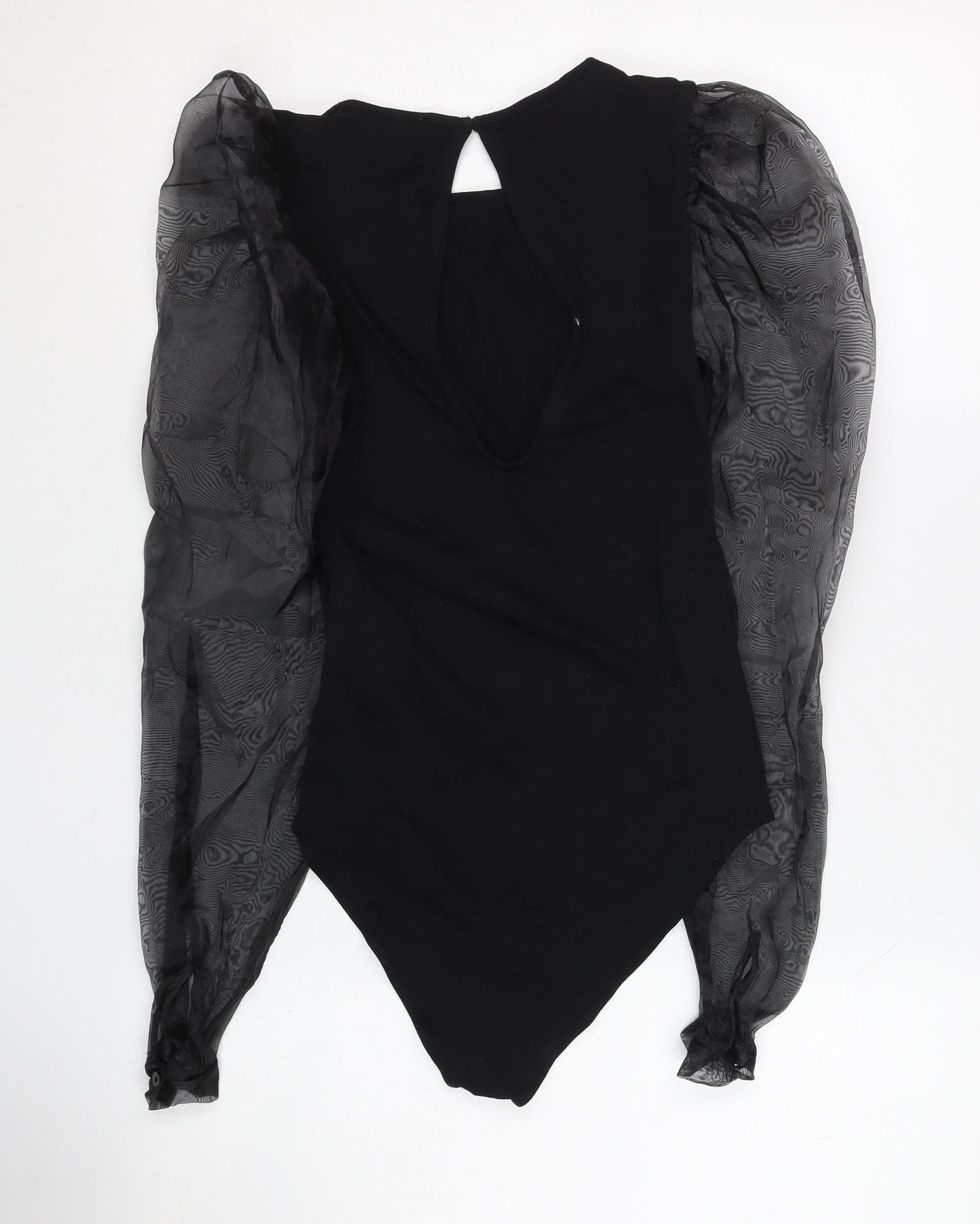 Stradivarius Black Sheer Sleeve Bodysuit Women S