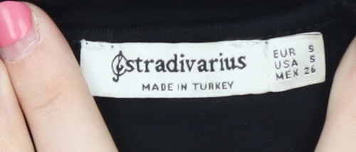 Stradivarius Black Sheer Sleeve Bodysuit Women S