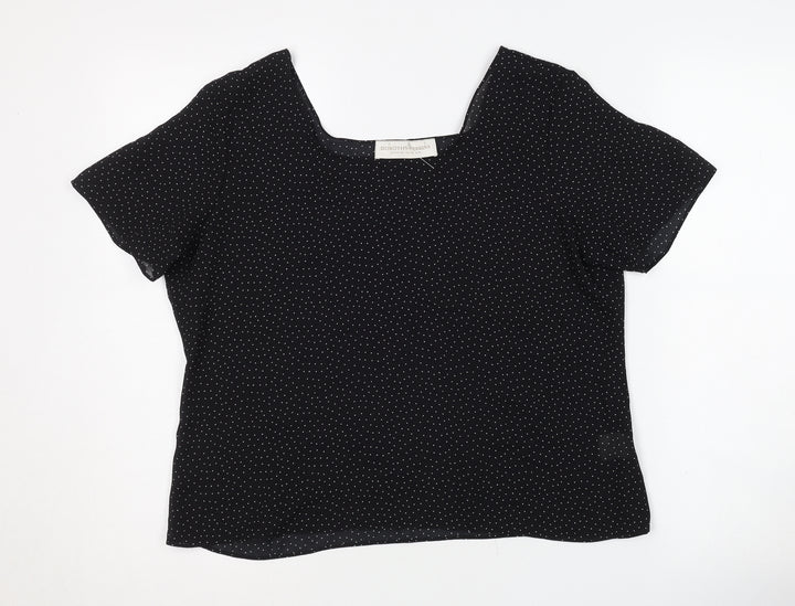 Dorothy Perkins Women Black Polka Dot Blouse Size 14
