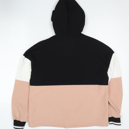 Zara Women's S Black Pink 1/2 Zip Colourblock Hoodie