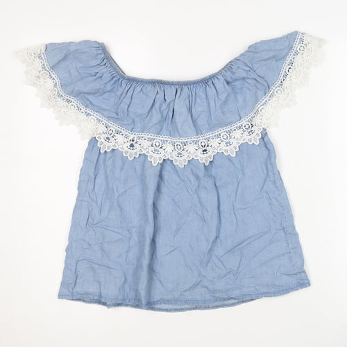 Quiz Women's Blue Off Shoulder Crochet Blouse S