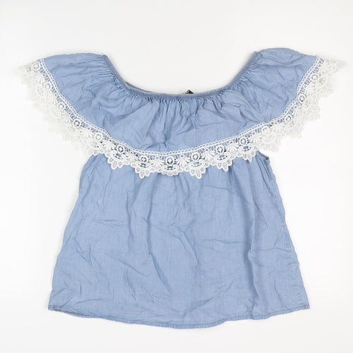 Quiz Women's Blue Off Shoulder Crochet Blouse S