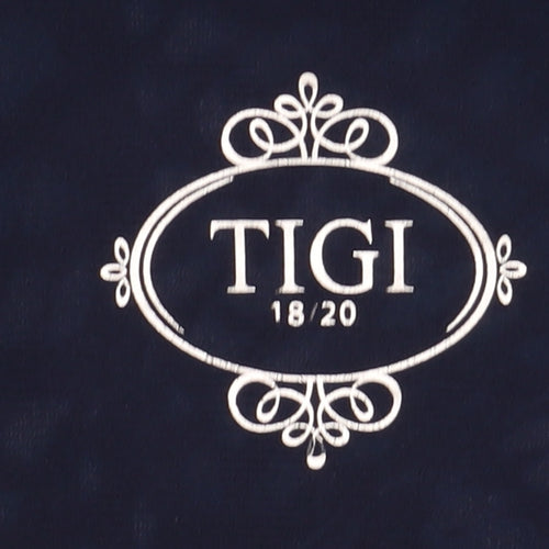 TIGI Women's Blue Geometric Polyester T-Shirt