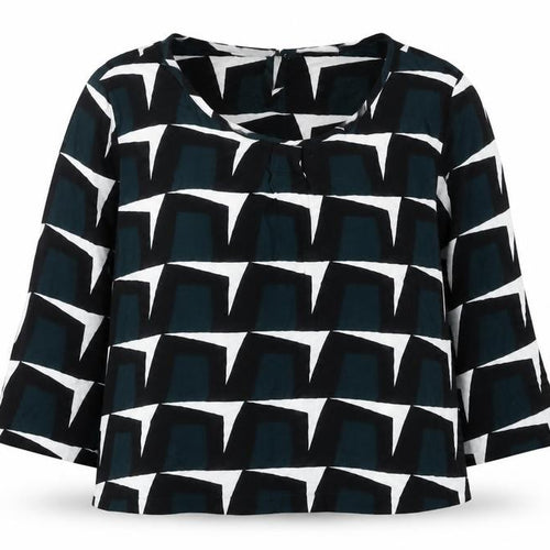 Betty & Co Women’s Black Geometric Blouse Size 10