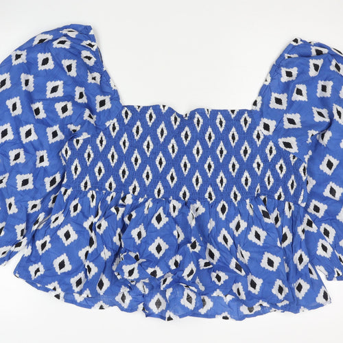 New Look Women's Blue Cropped Blouse - Size 18