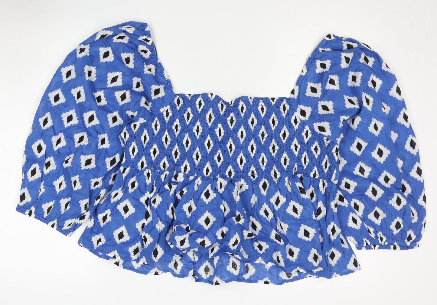 New Look Women's Blue Cropped Blouse - Size 18