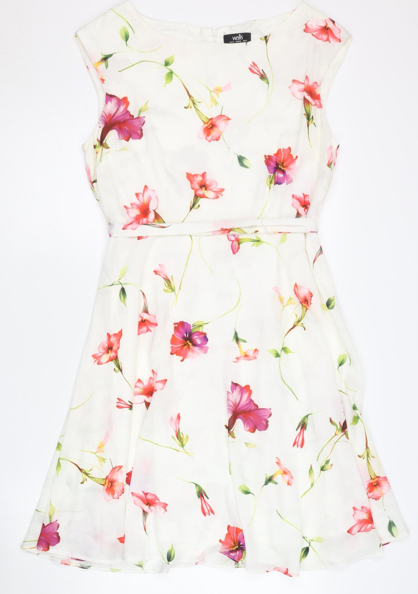 Wallis Women's Ivory Floral A-Line Dress Size 14