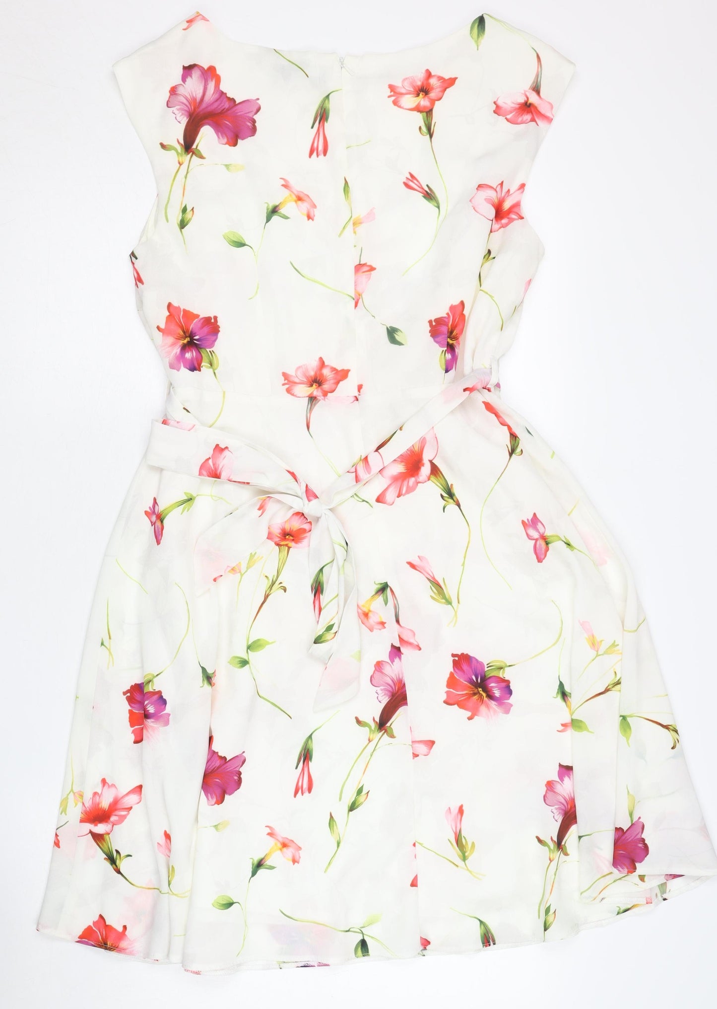 Wallis Women's Ivory Floral A-Line Dress Size 14