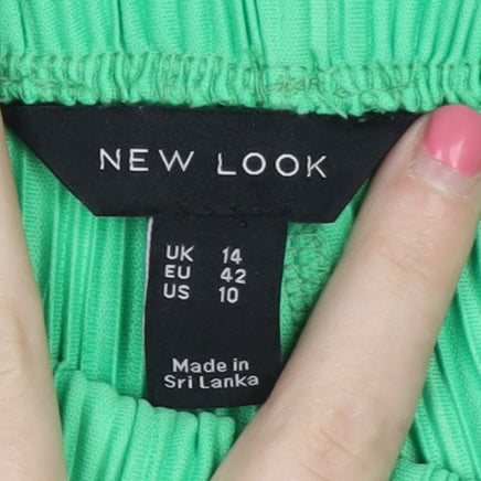 New Look Women's Green Wide-Leg Trousers, Size 14
