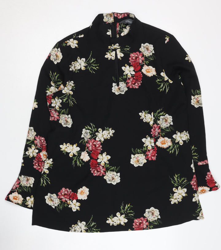 Sosandar Women's Black Floral Tunic Top - Size 16