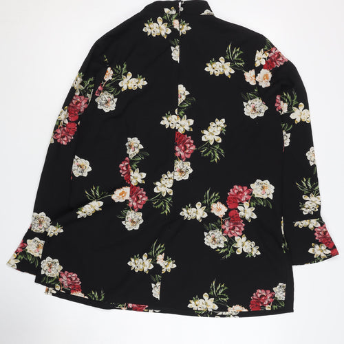 Sosandar Women's Black Floral Tunic Top - Size 16