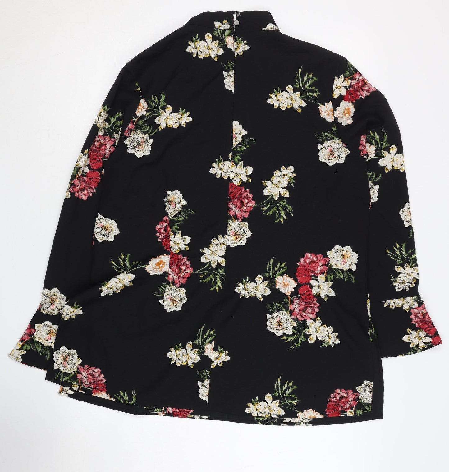 Sosandar Women's Black Floral Tunic Top - Size 16