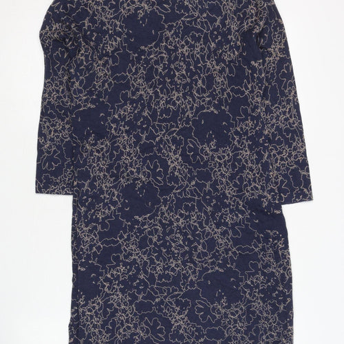 Next Women's Blue Floral Dress, Size 10, 3/4 Sleeve