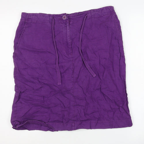 Marks and Spencer Women's Purple Flax Skirt Size 12