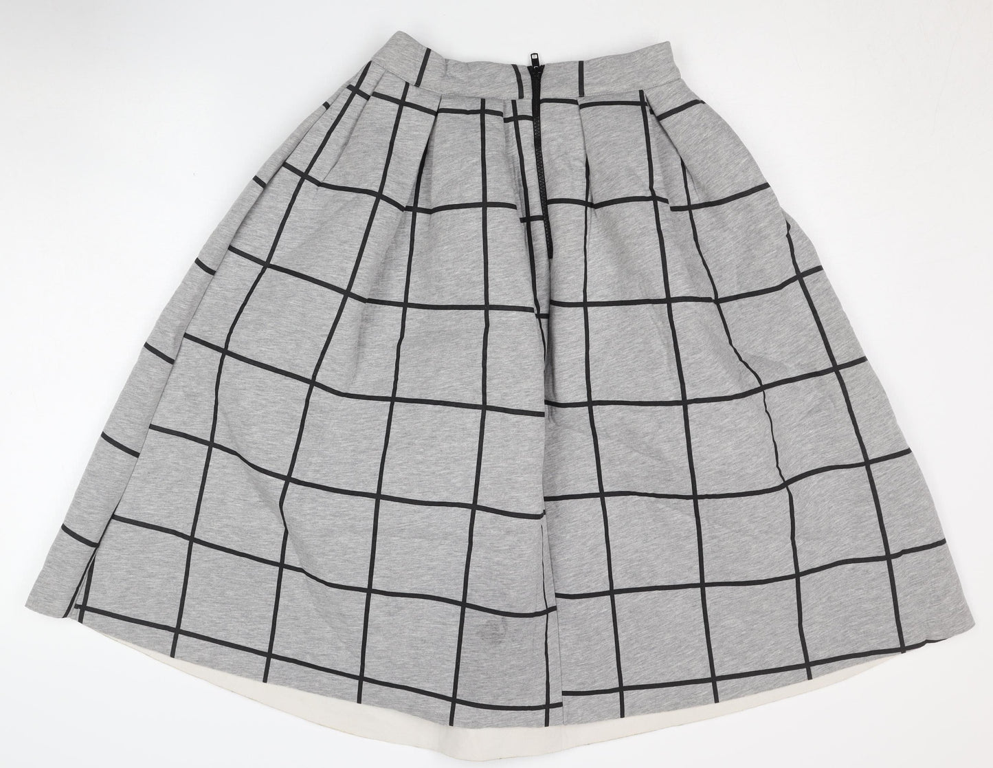 Topshop Women's Grey Pleated Check Skirt Size 8