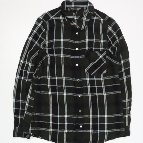 Dorothy Perkins Women Black Check Button-Up Shirt Size 12