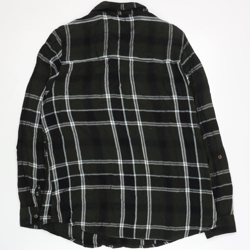 Dorothy Perkins Women Black Check Button-Up Shirt Size 12