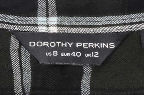 Dorothy Perkins Women Black Check Button-Up Shirt Size 12