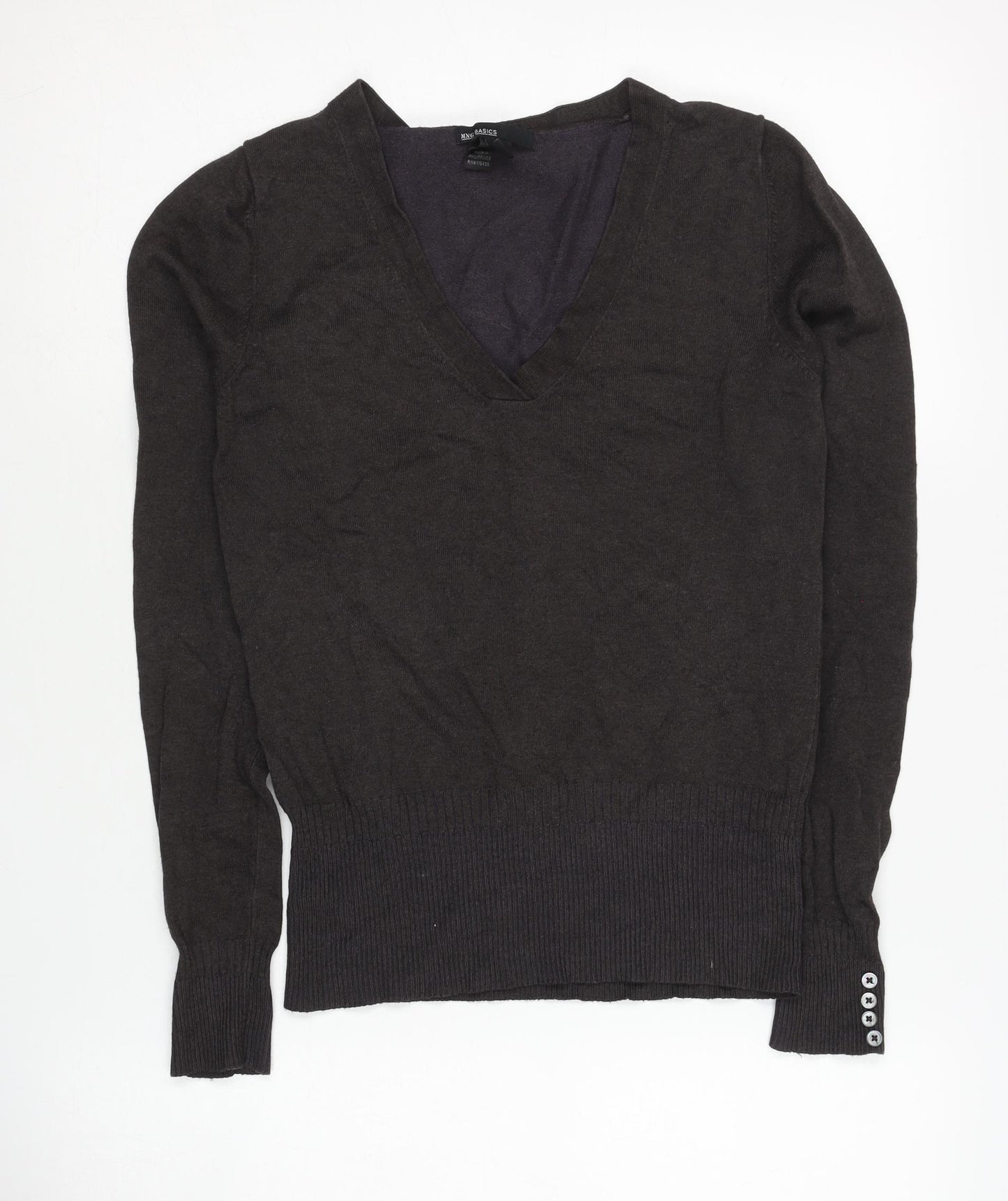 MNG Basics Women's Black V-Neck Pullover Jumper Size M