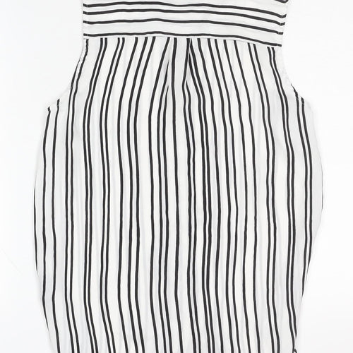 H&M Women's Black Striped Button-Up Sleeveless Shirt