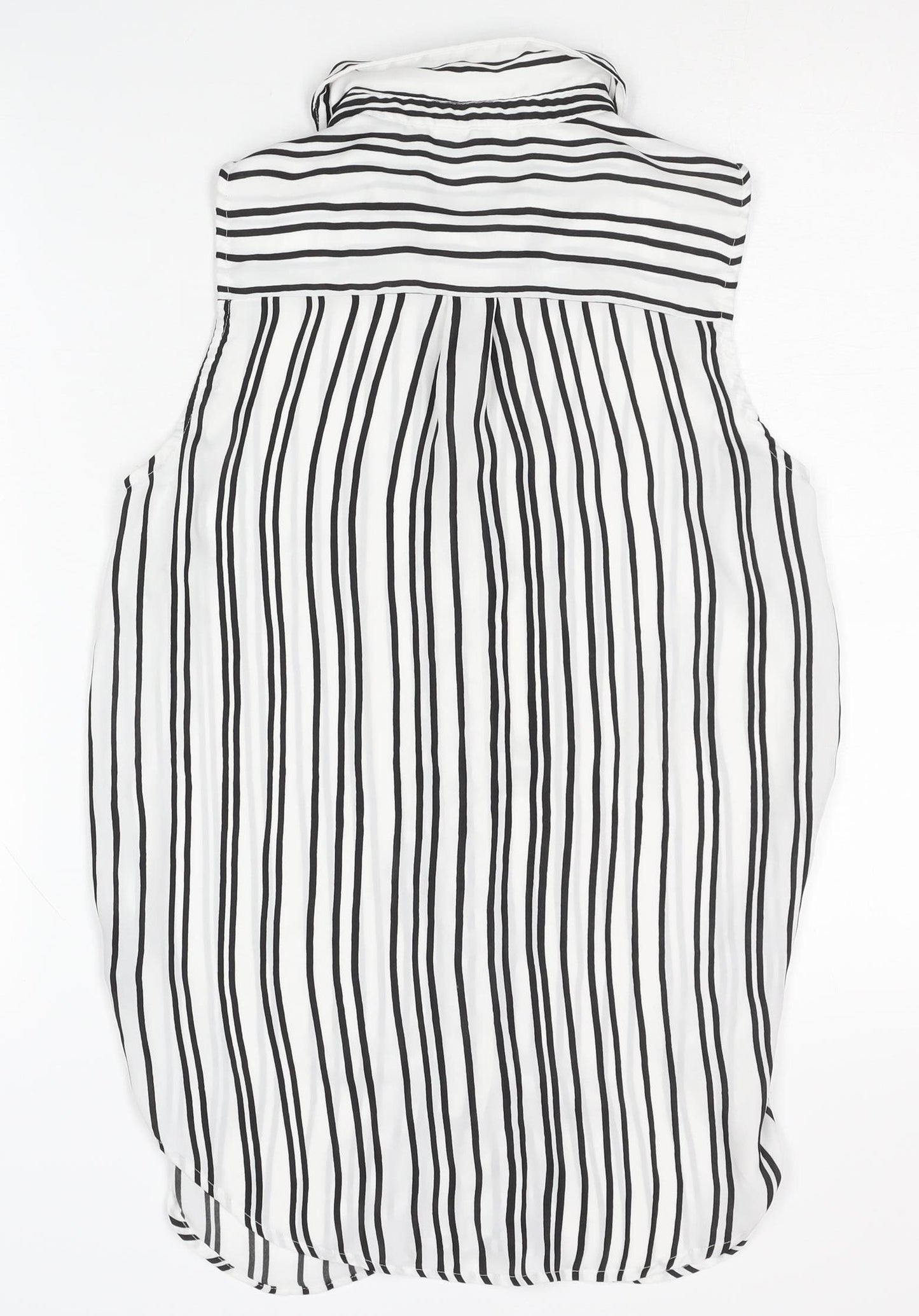 H&M Women's Black Striped Button-Up Sleeveless Shirt