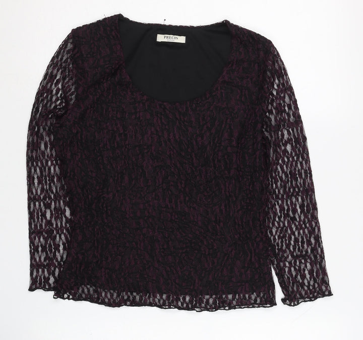 Precis Women’s Black Lace Blouse Small 3/4 Sleeves