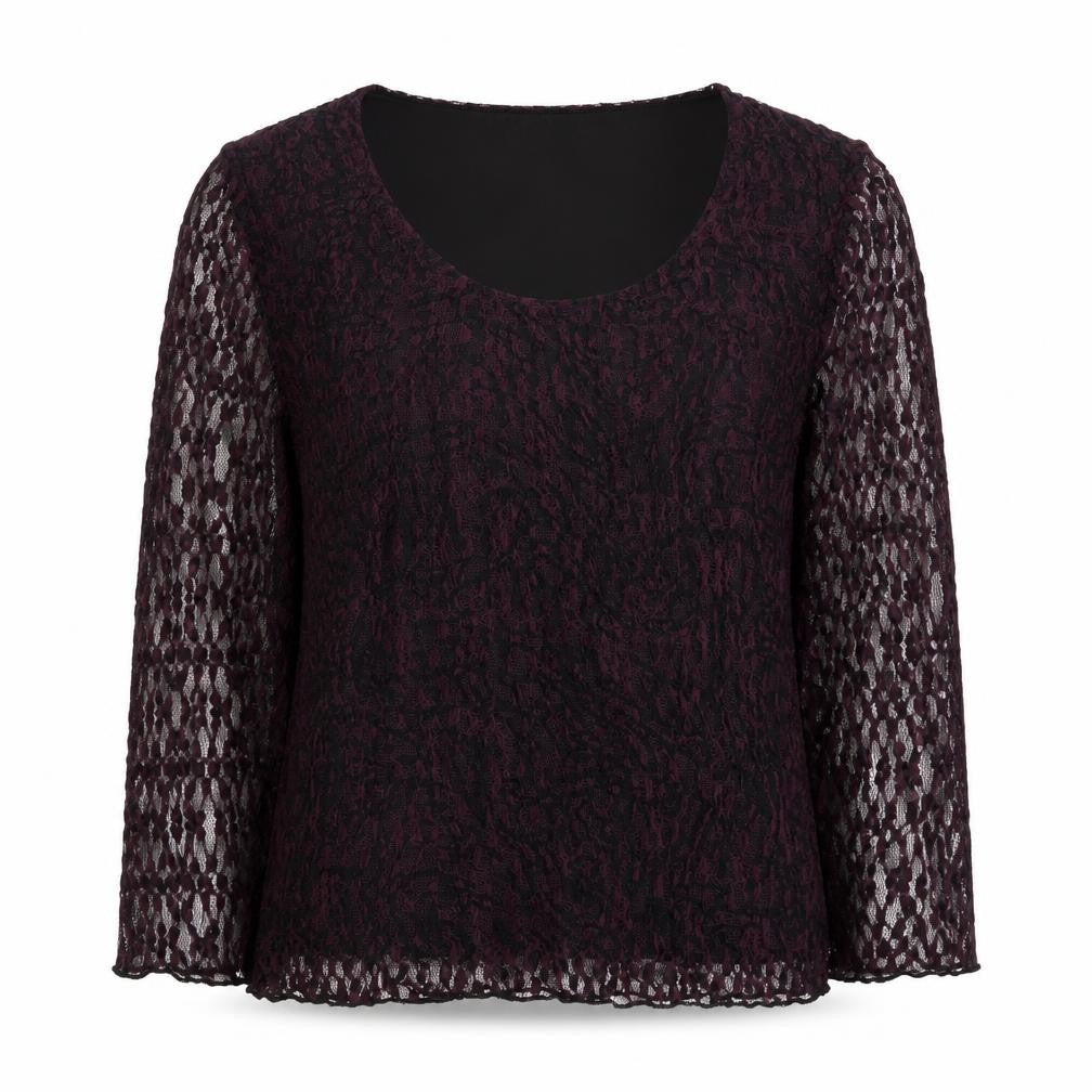 Precis Women’s Black Lace Blouse Small 3/4 Sleeves