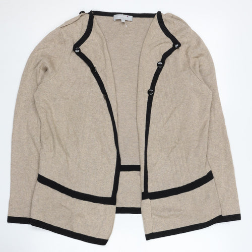 Per Una Women's Beige Open Front Cardigan Size 14 Button Open