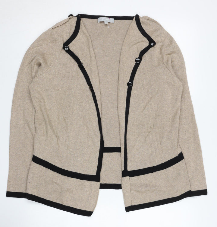 Per Una Women's Beige Open Front Cardigan Size 14 Button Open
