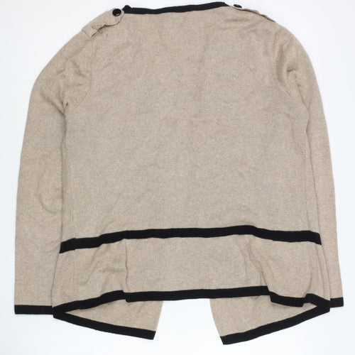 Per Una Women's Beige Open Front Cardigan Size 14 Button Open