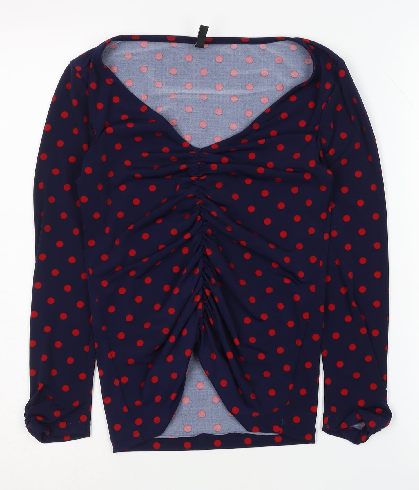 Stradivarius Women's Blue Polka Dot Blouse Size 12