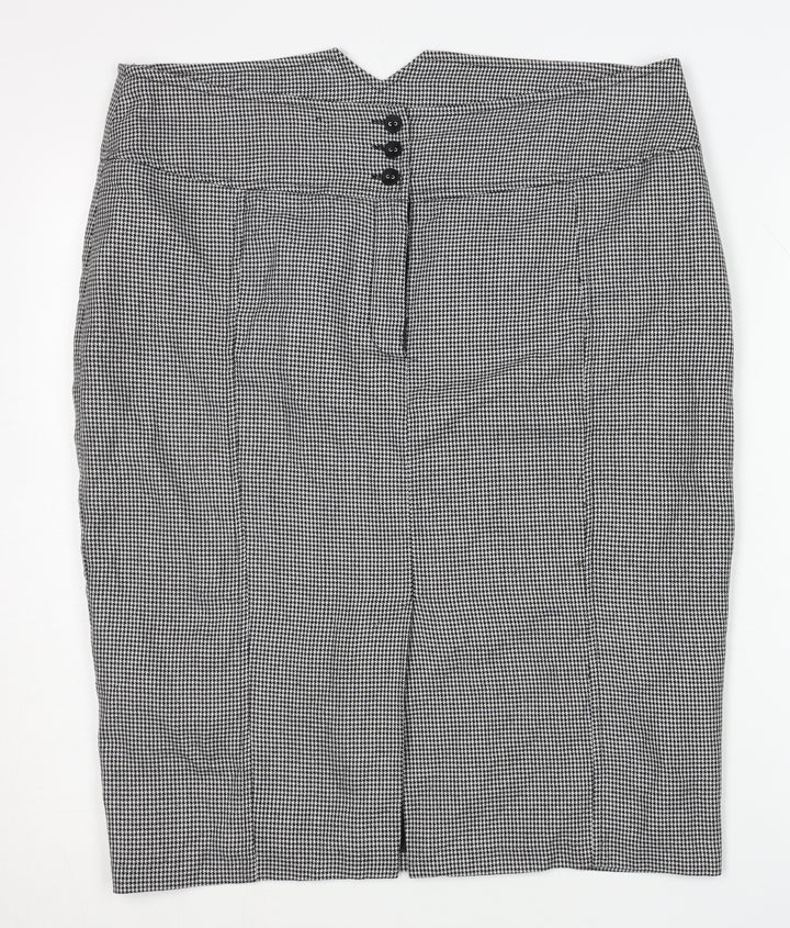 New Look Women's Black Houndstooth Pencil Skirt Size 16