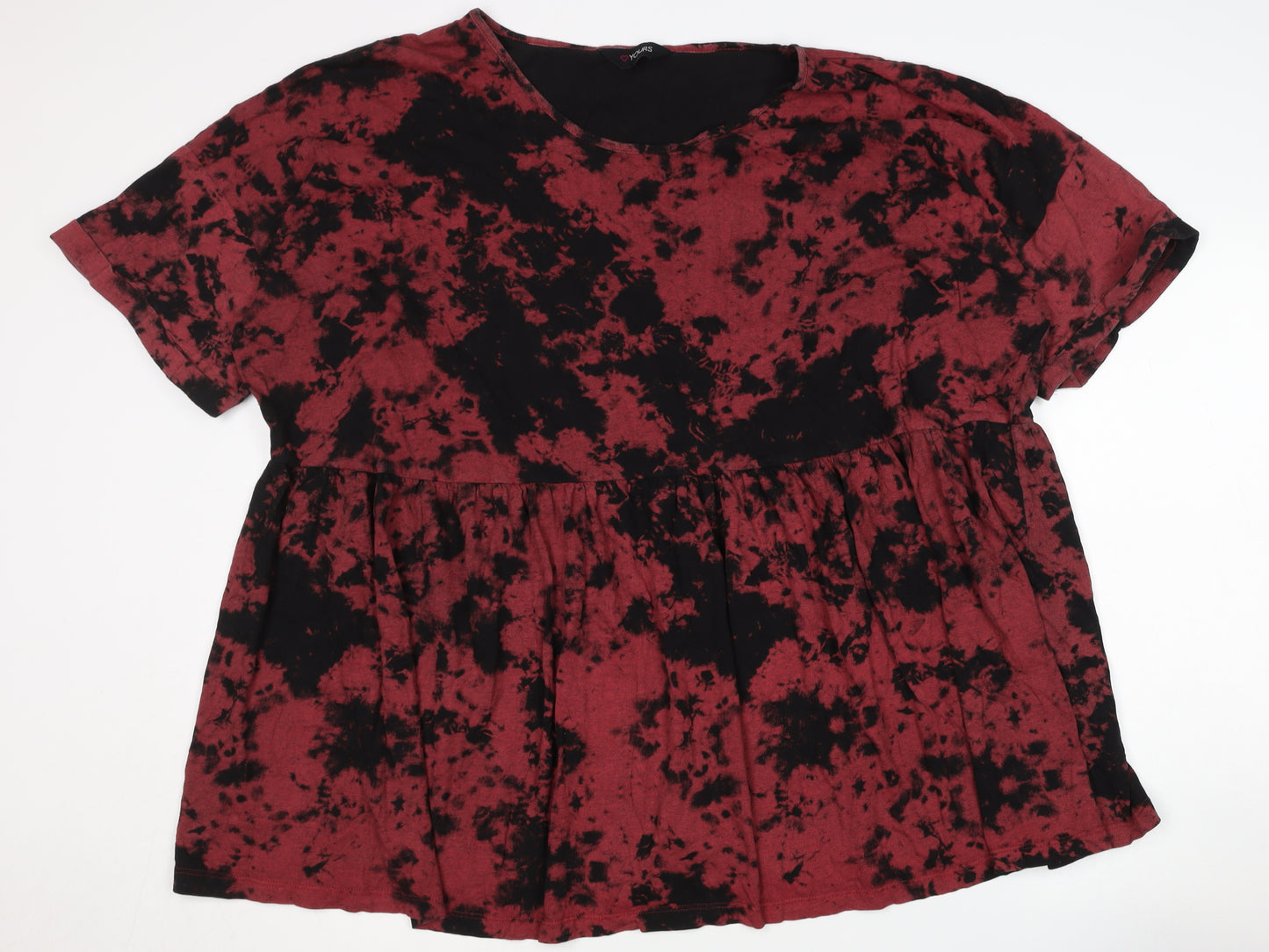 Yours Women's Plus Size Tie-Dye Tunic T-Shirt, Red/Black