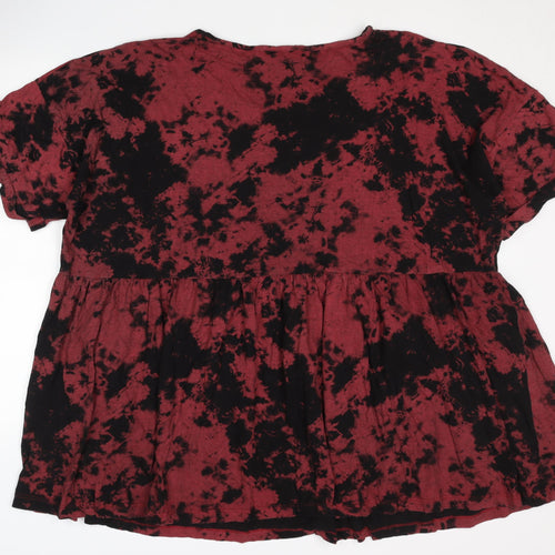 Yours Women's Plus Size Tie-Dye Tunic T-Shirt, Red/Black