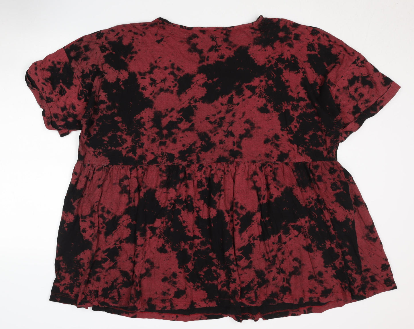 Yours Women's Plus Size Tie-Dye Tunic T-Shirt, Red/Black
