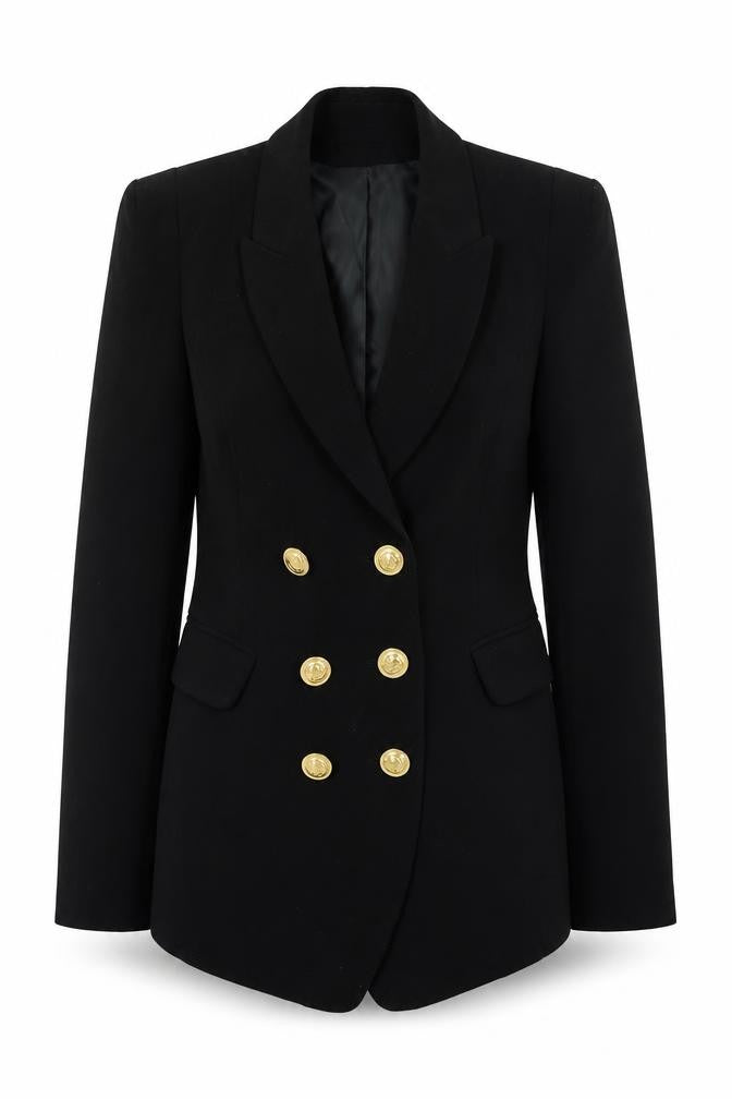 Front view of VILA Women's Black Double-Breasted Blazer XS