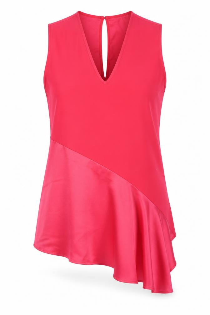 Front view of Marks & Spencer Women's Red Sleeveless Blouse, size 12