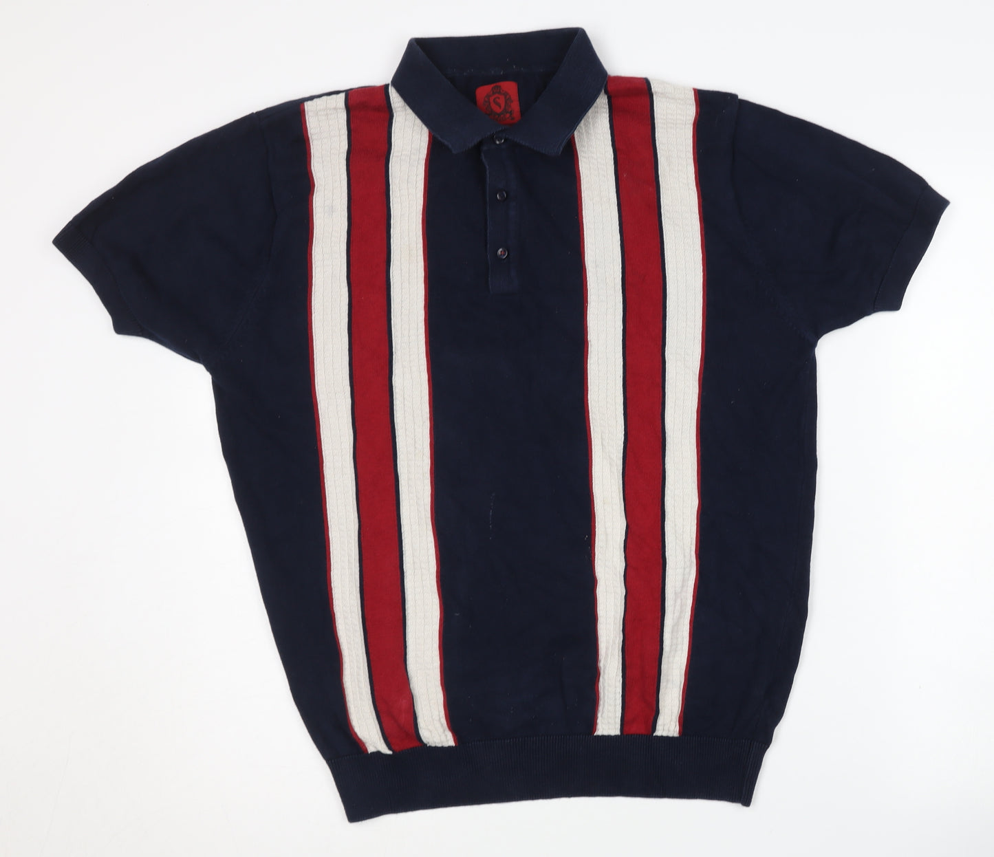 Swade Men's Blue XL Striped Polo Shirt