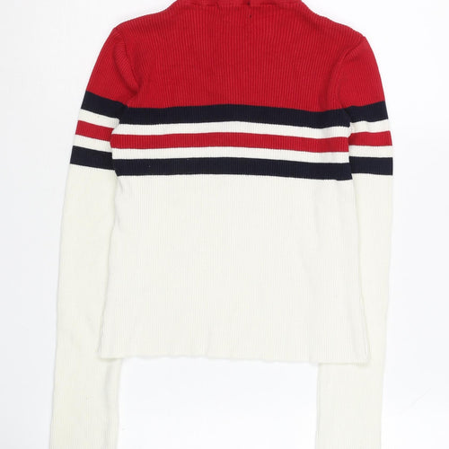 Urban Outfitters Womens Red Striped 1/4 Zip Sweatshirt Size S