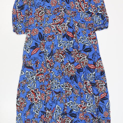 Next Women's Blue Floral High Neck Dress Size 12