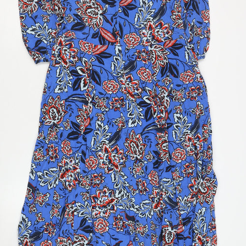 Next Women's Blue Floral High Neck Dress Size 12