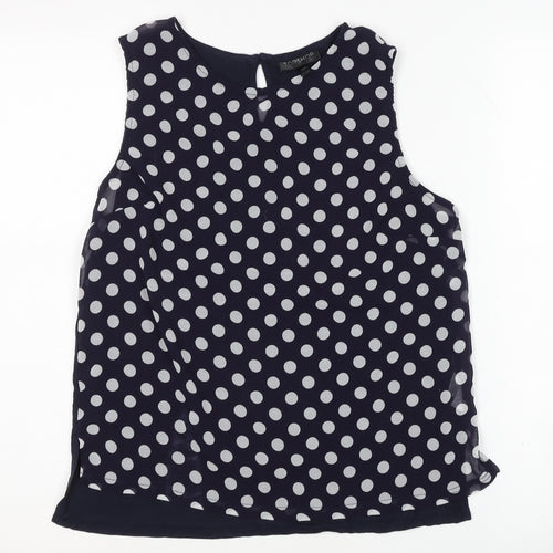 Topshop Women's Blue Polka Dot Blouse Size 10
